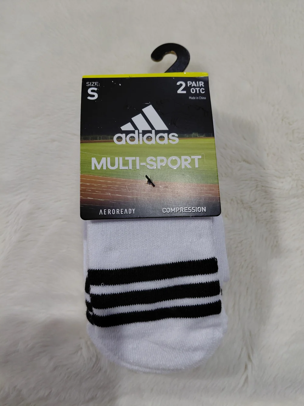 NWT Adidas Multi-Sport White & Black Crew Socks - 2 Pair